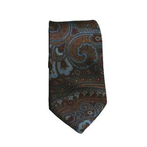 Damon Burgundy and Blue Tie Paisley Necktie Silk 3 Inch 56 Long